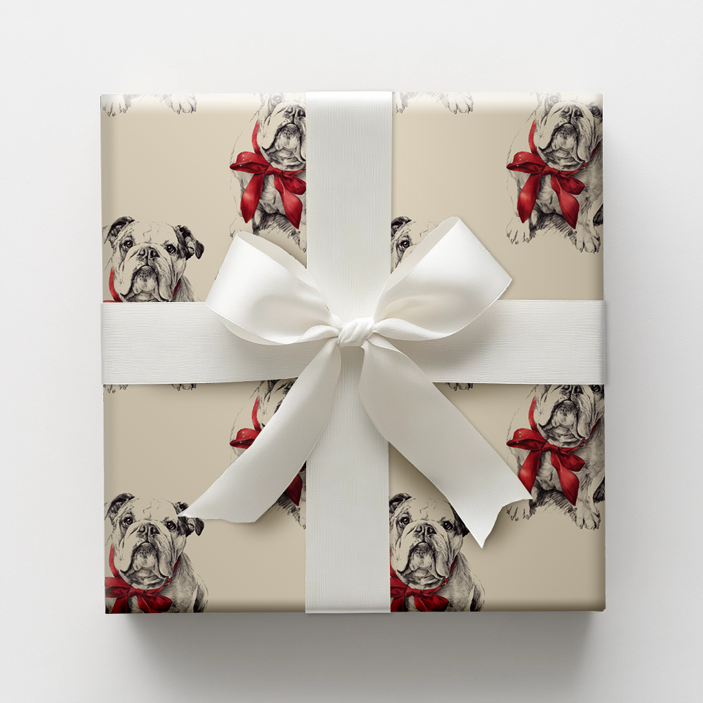 Bulldog Bow Wrapping Paper