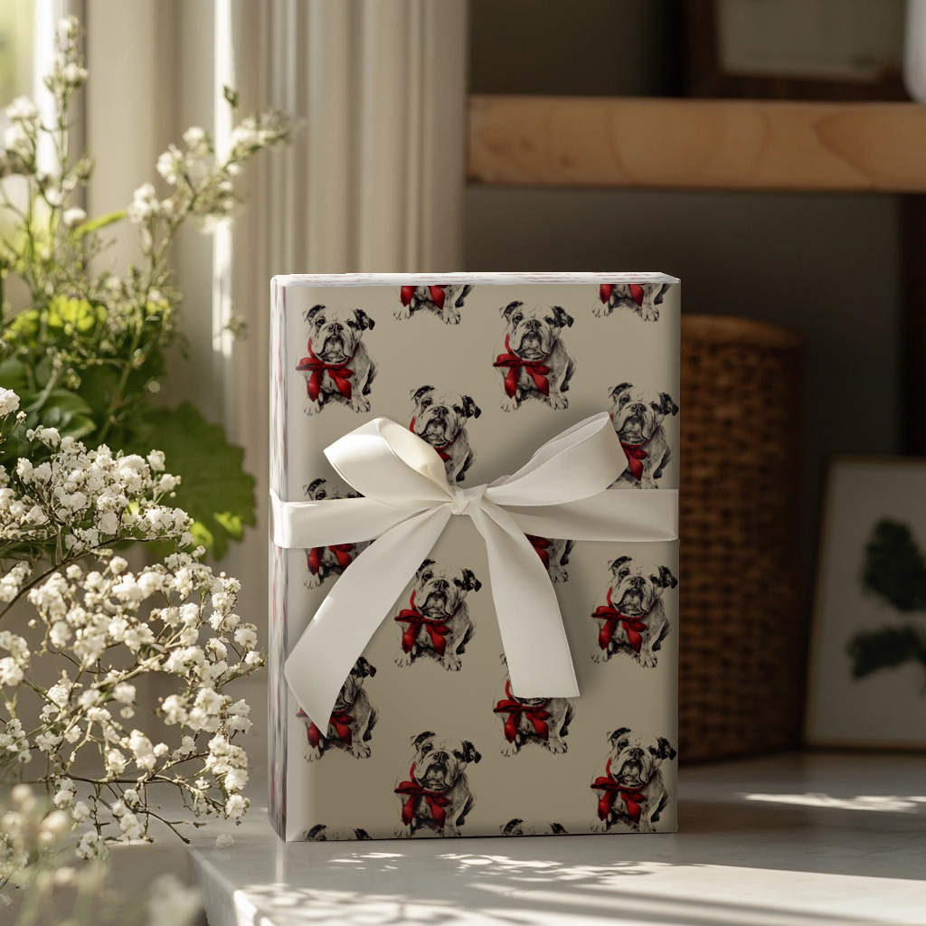 Bulldog Bow Wrapping Paper