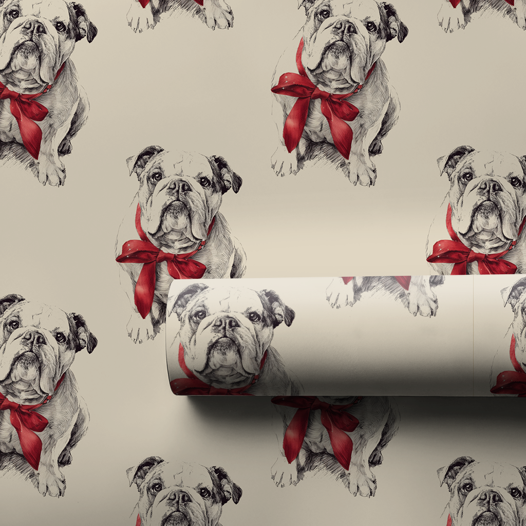 Bulldog Bow Wrapping Paper