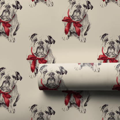 Bulldog Bow Wrapping Paper