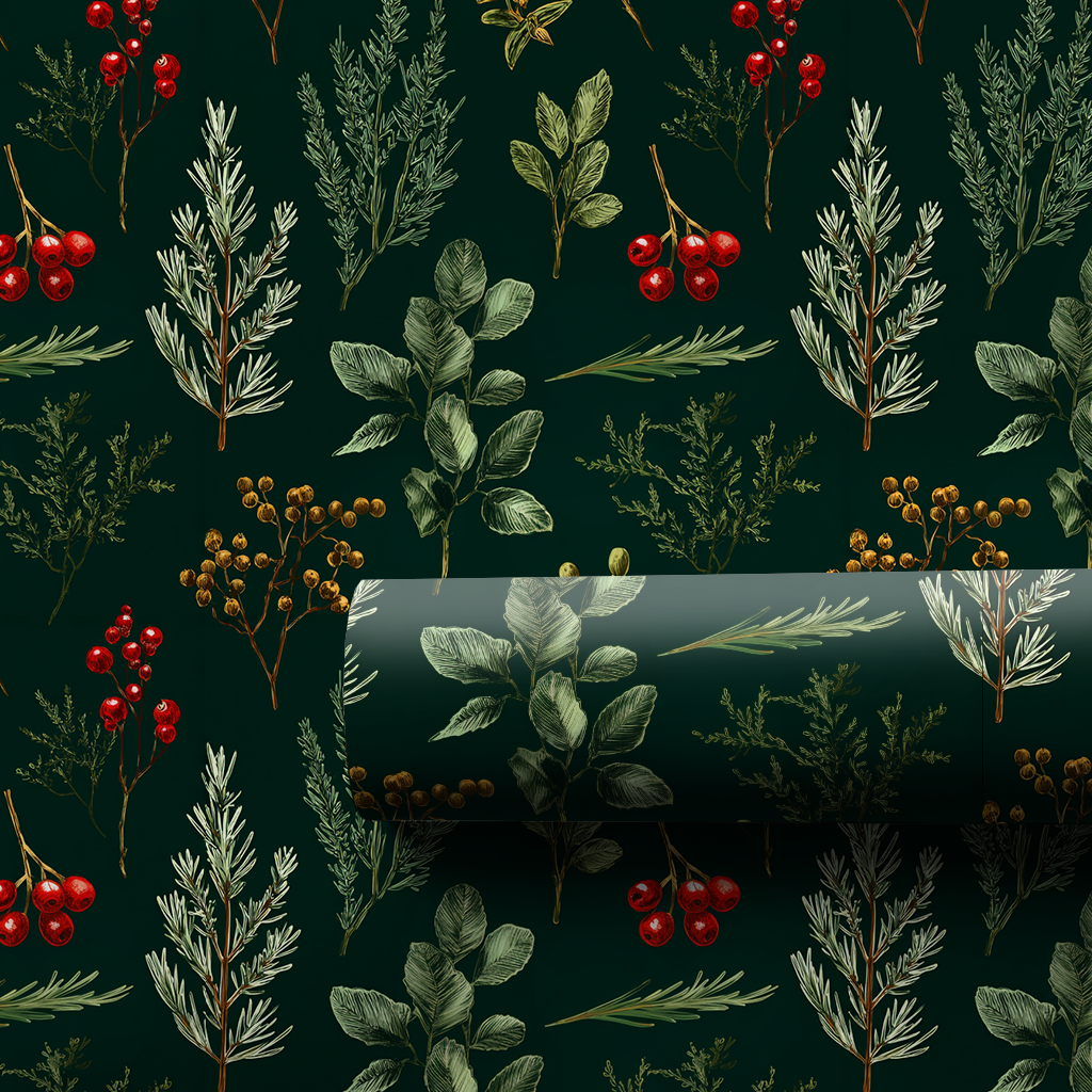 Yuletide Herbs Wrapping Paper
