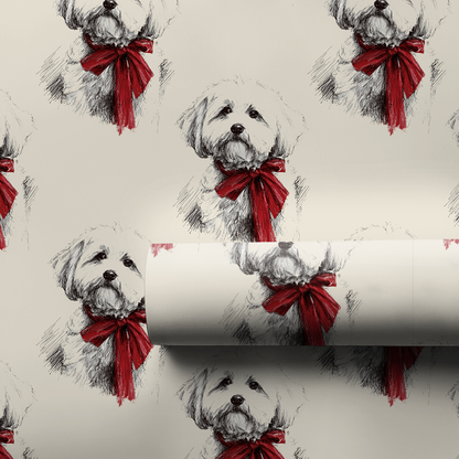 Maltese Bow Wrapping Paper