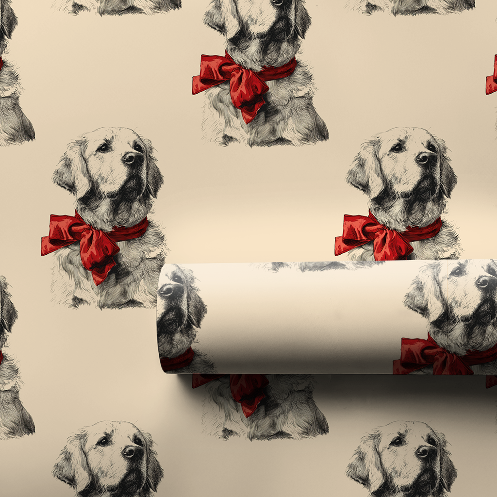 Golden Bow Wrapping Paper