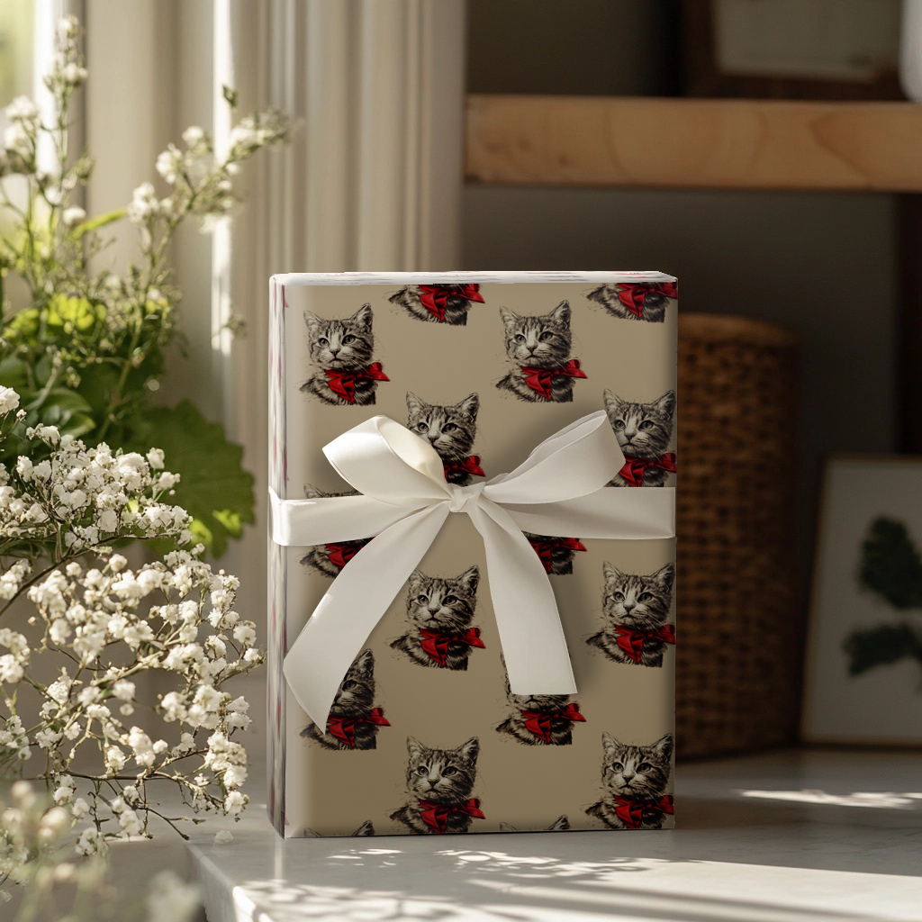 Kitten Bow Wrapping Paper