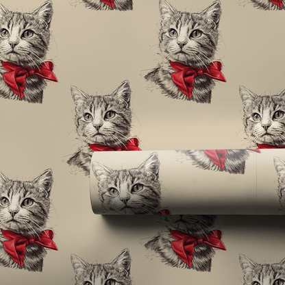 Kitten Bow Wrapping Paper