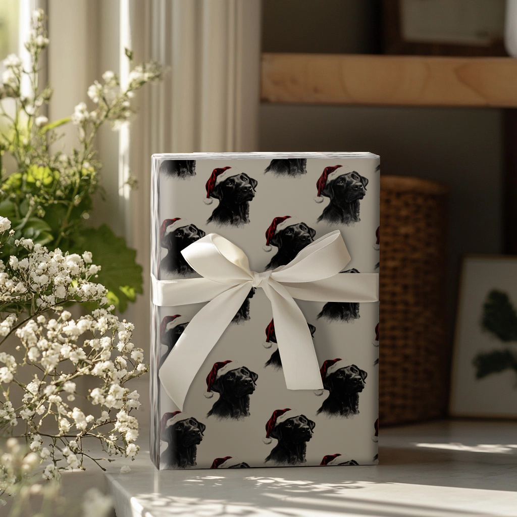 Black Lab Claus Wrapping Paper