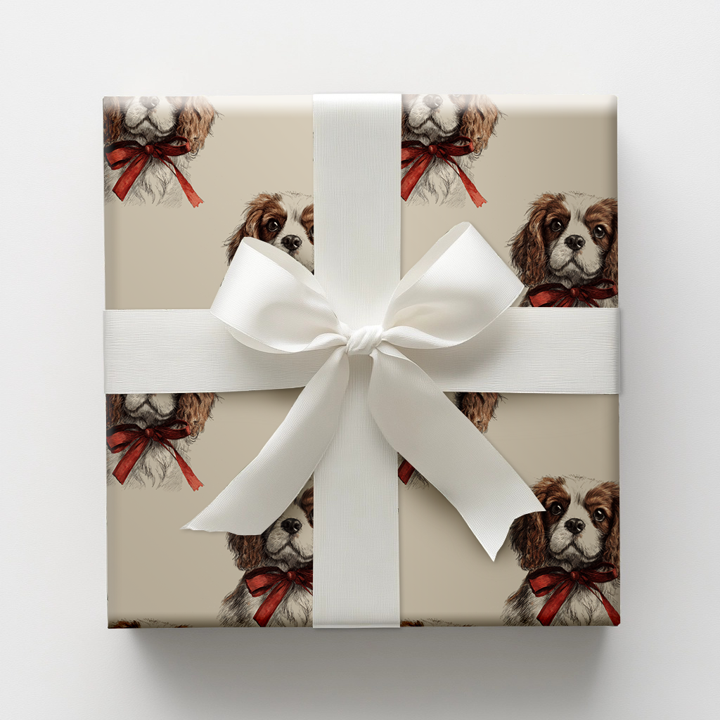 Cavalier King Charles Bow Wrapping Paper