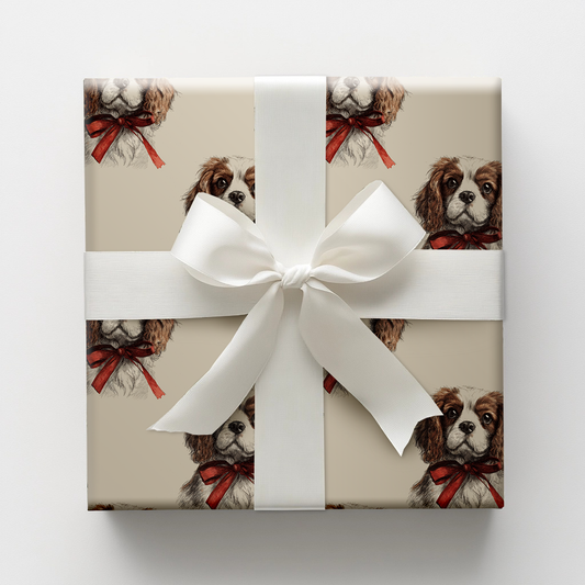 Cavalier King Charles Bow Wrapping Paper