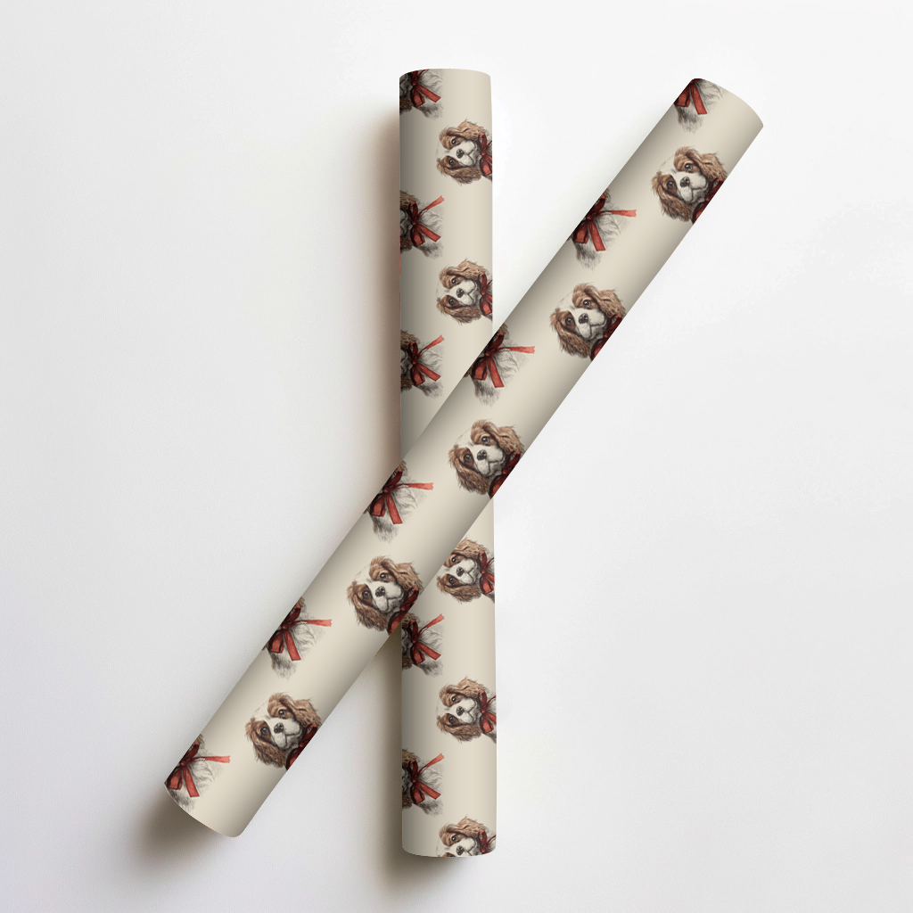 Cavalier King Charles Bow Wrapping Paper