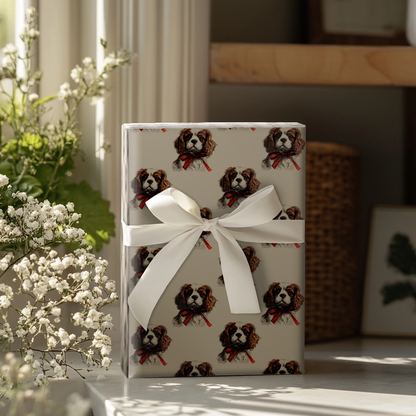 Cavalier King Charles Bow Wrapping Paper