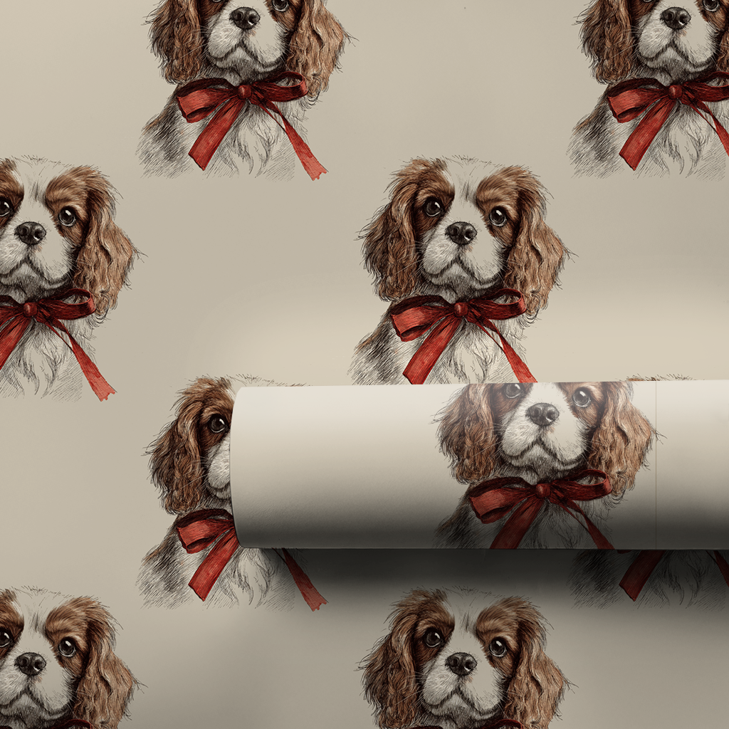 Cavalier King Charles Bow Wrapping Paper