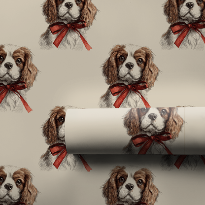 Cavalier King Charles Bow Wrapping Paper