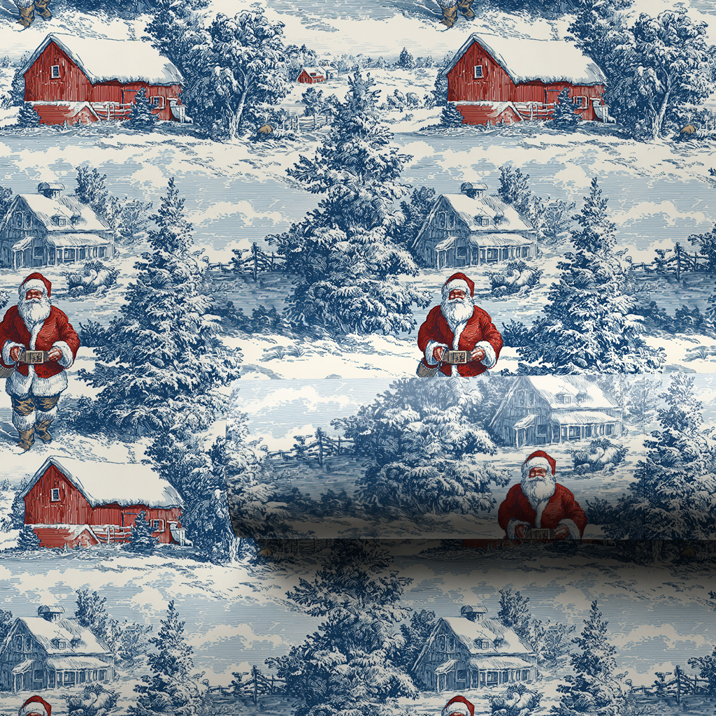Blue Santa Wrapping Paper