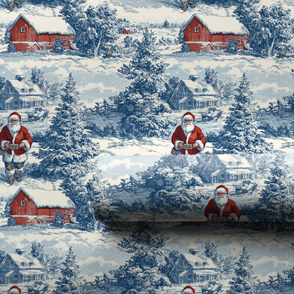 Blue Santa Wrapping Paper