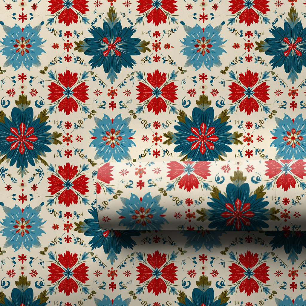 Folk and Flora Wrapping Paper