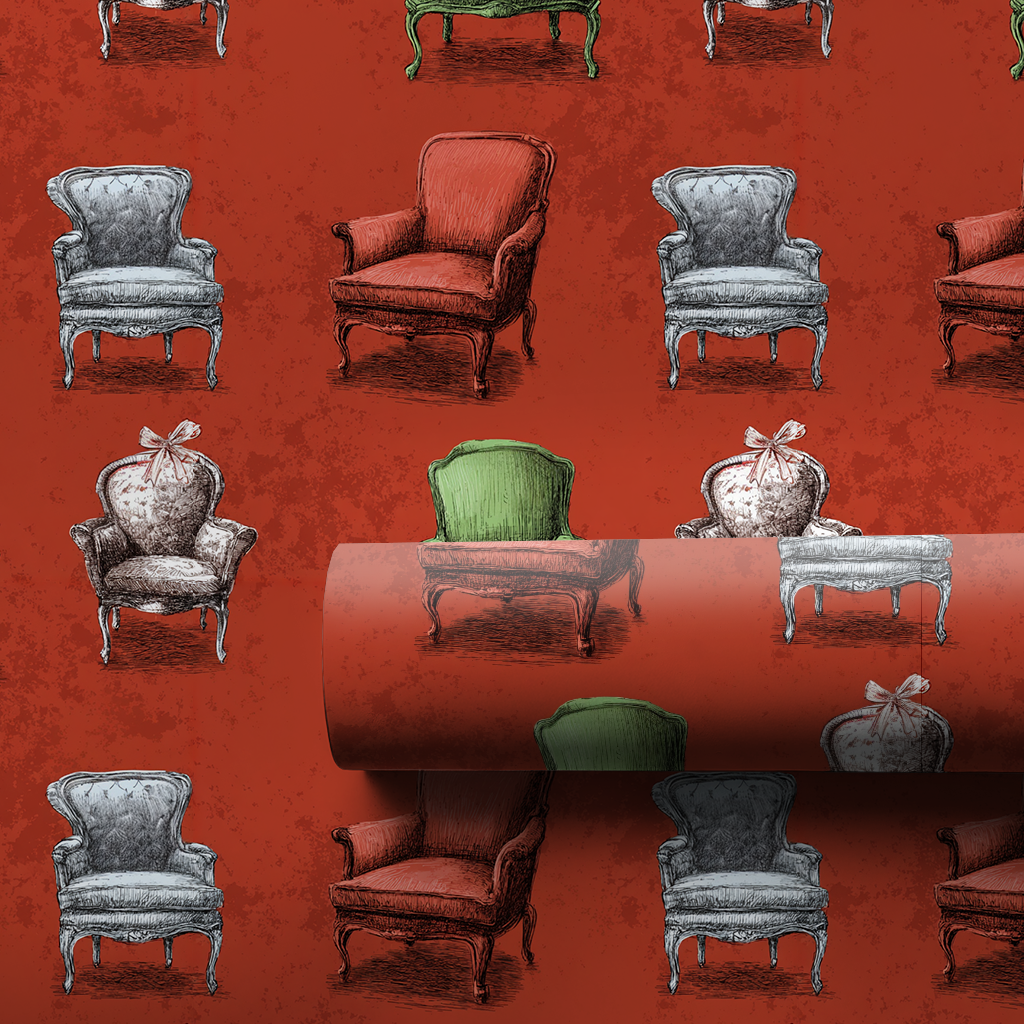 Santa's Chair Wrapping Paper