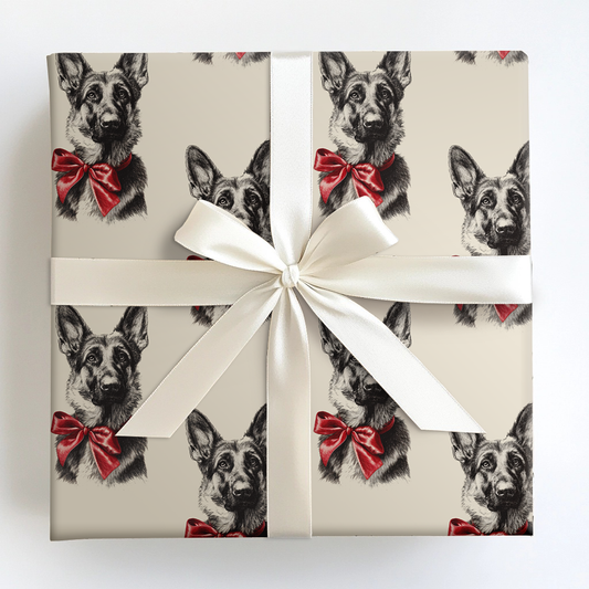 German Shepherd Bow Wrapping Paper