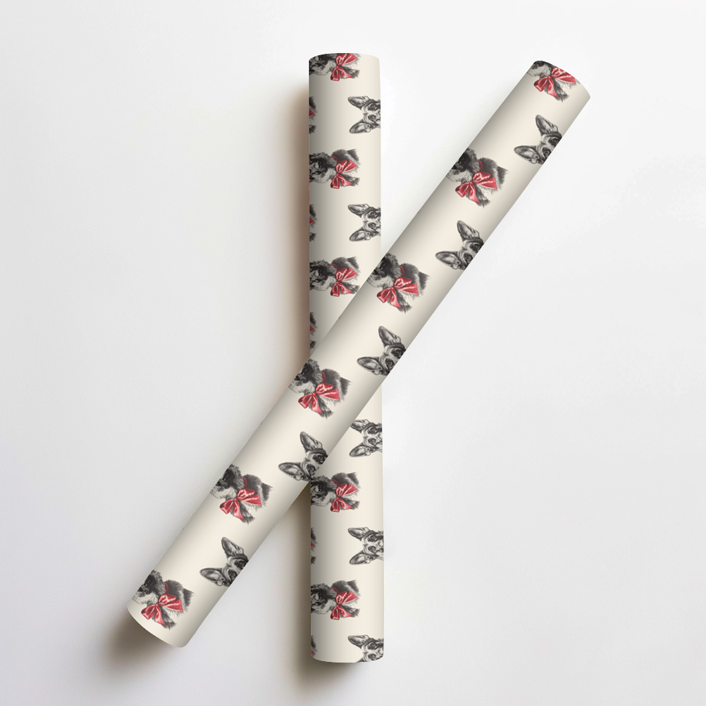 German Shepherd Bow Wrapping Paper