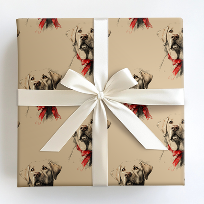 Yellow Lab Bow Wrapping Paper