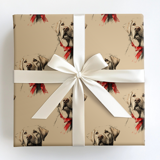 Yellow Lab Bow Wrapping Paper