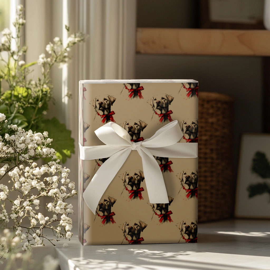 Yellow Lab Bow Wrapping Paper