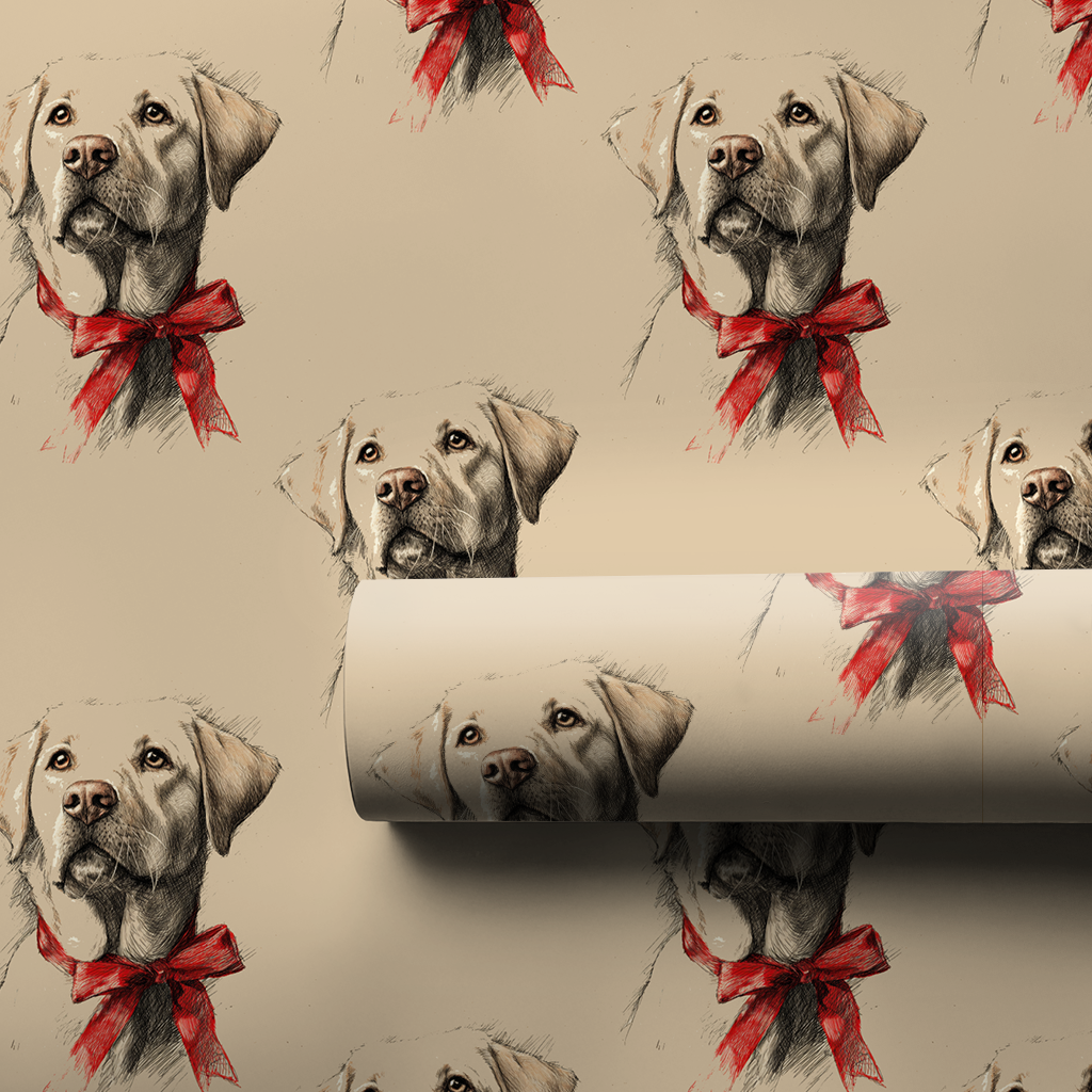Yellow Lab Bow Wrapping Paper