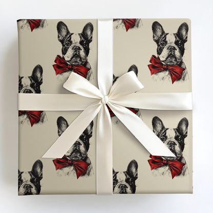 Frenchie Bow Wrapping Paper