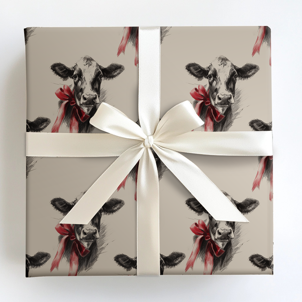 Bovine Bow Wrapping Paper