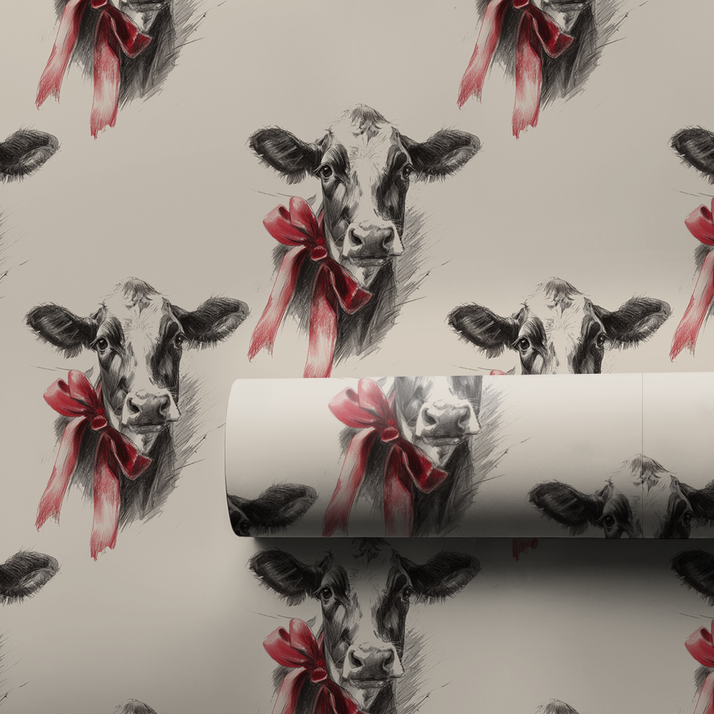 Bovine Bow Wrapping Paper