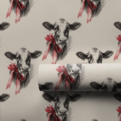 Bovine Bow Wrapping Paper
