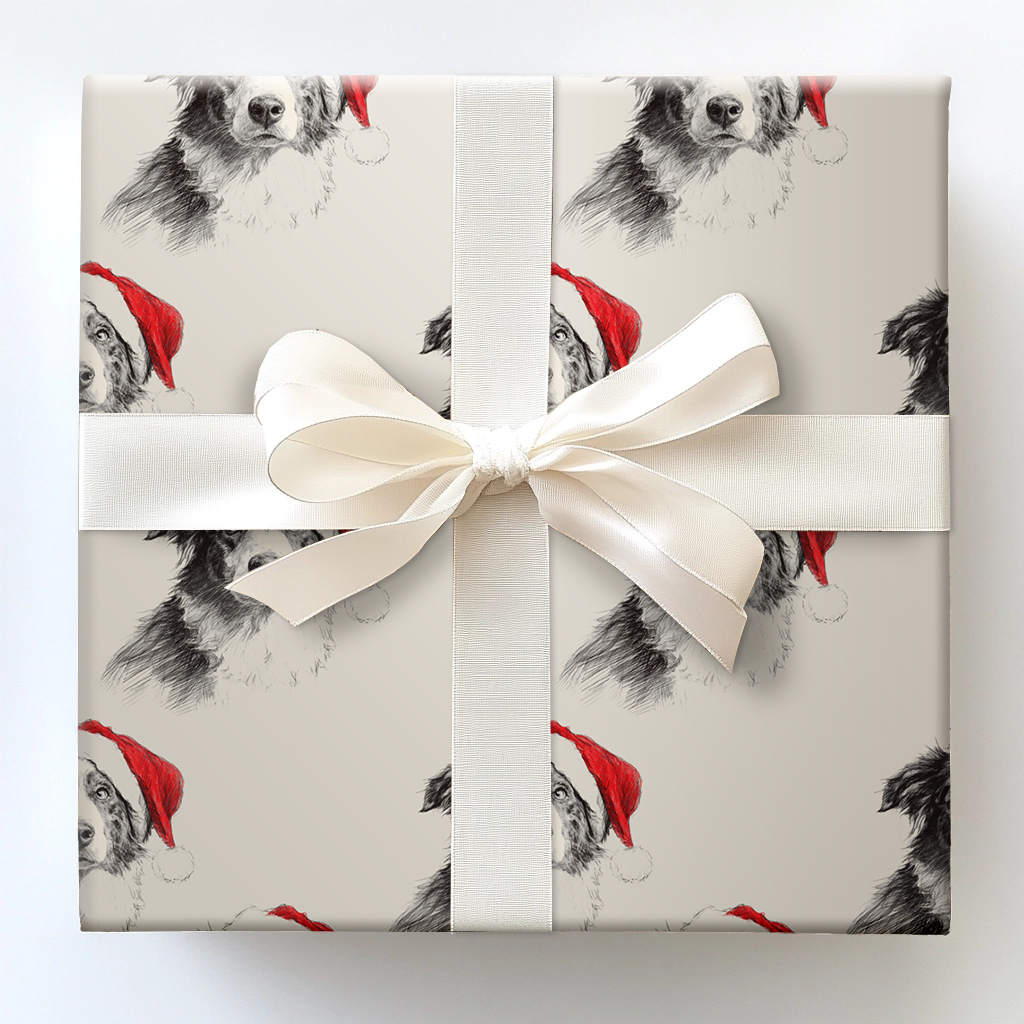 Australian Shepherd Claus Wrapping Paper