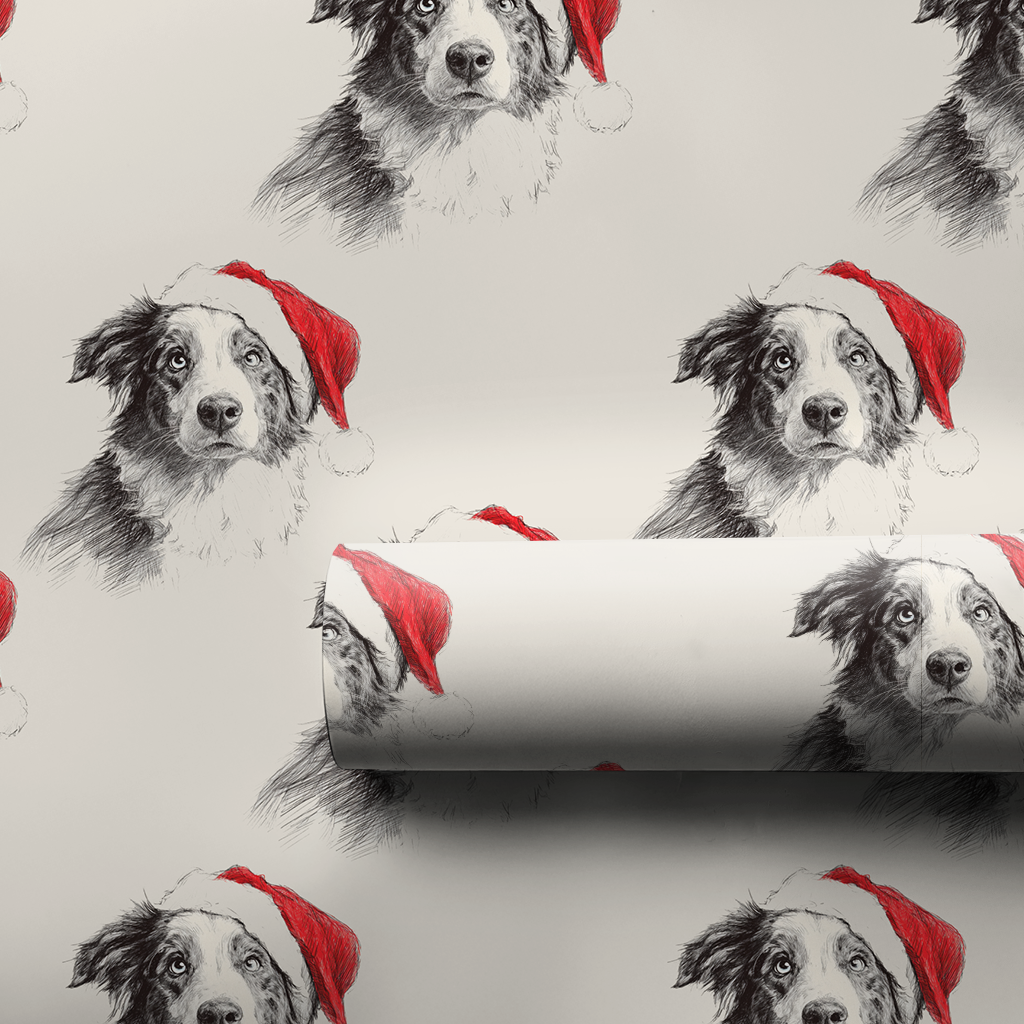 Australian Shepherd Claus Wrapping Paper