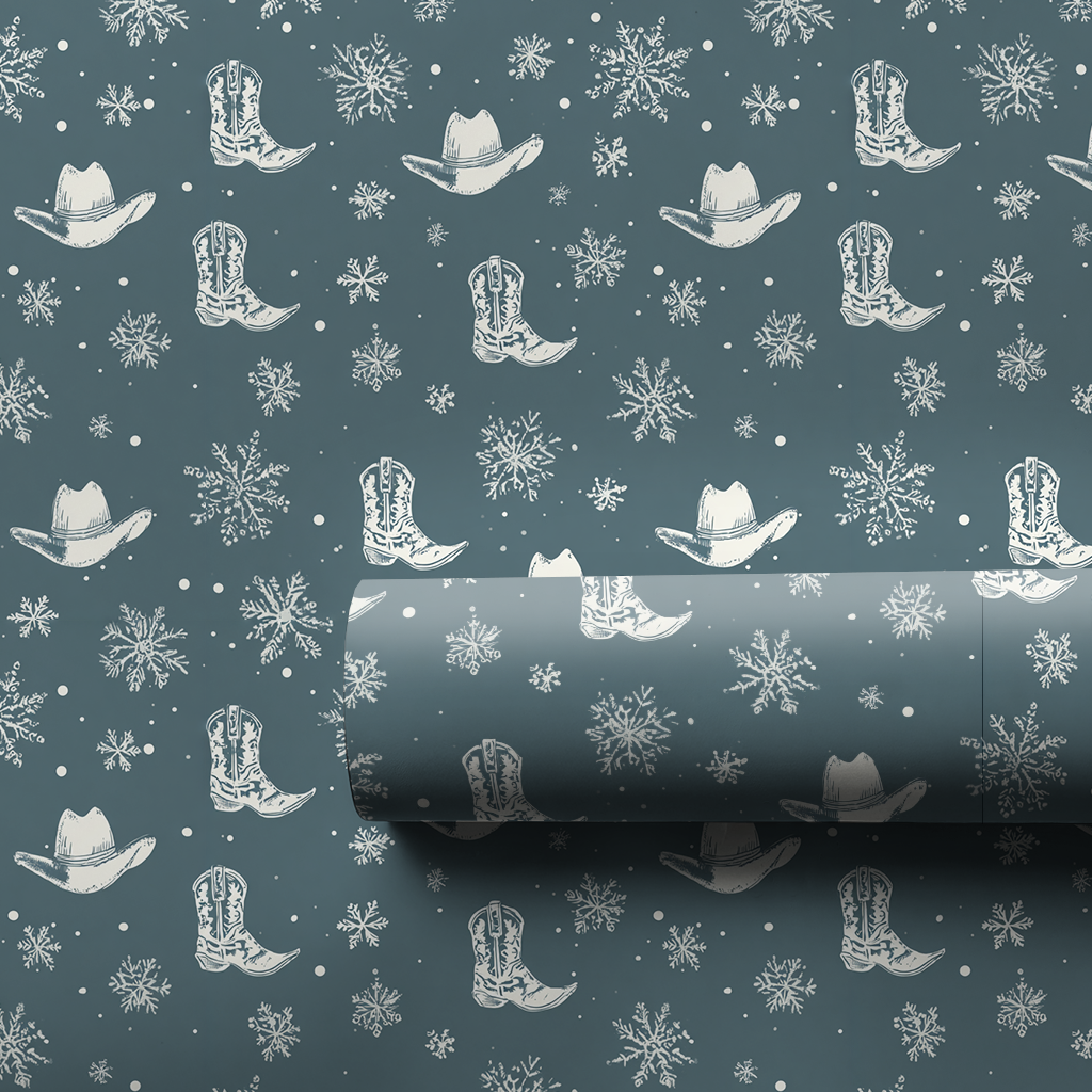 Boot Scoot Snowfall Wrapping Paper