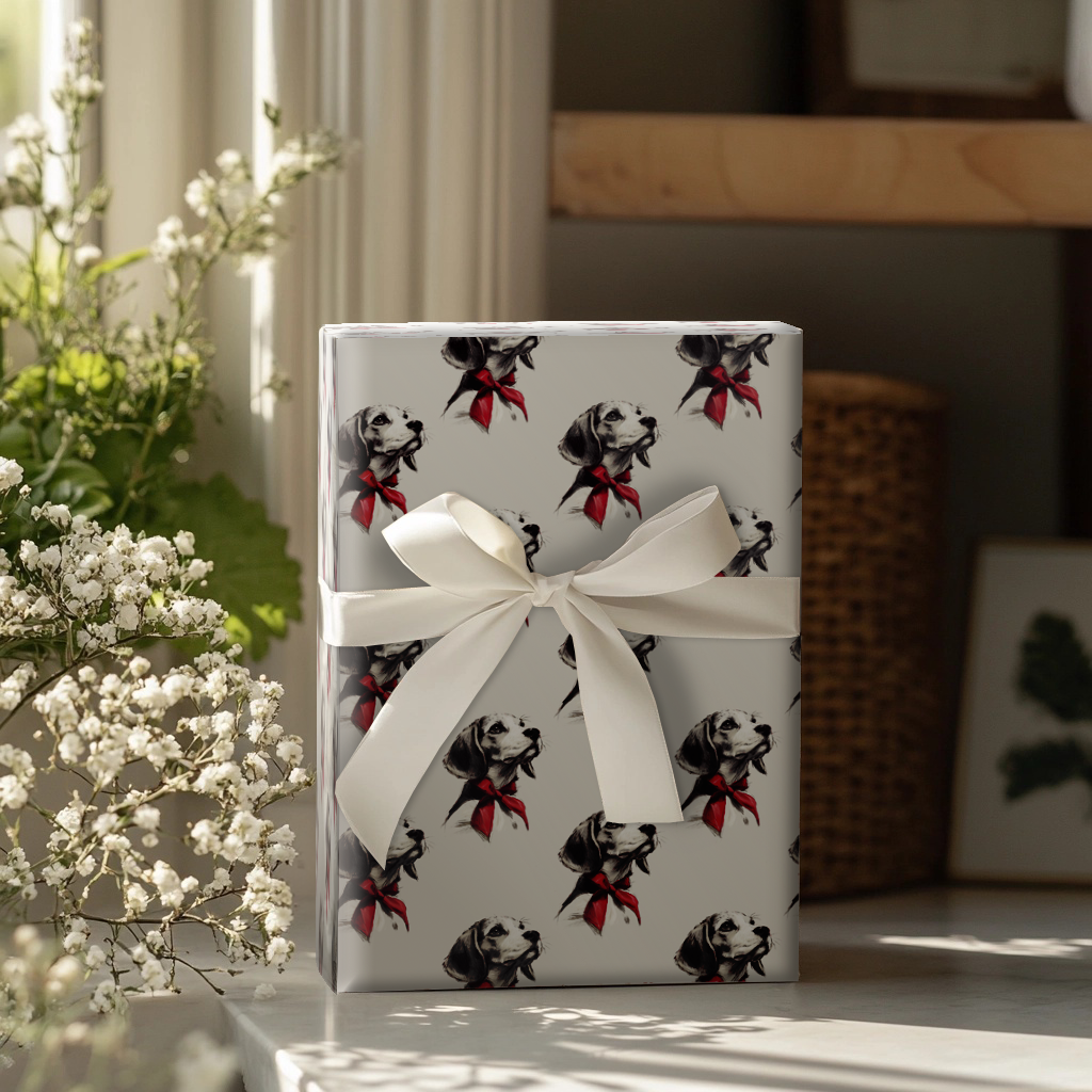 Beagle Bow Wrapping Paper