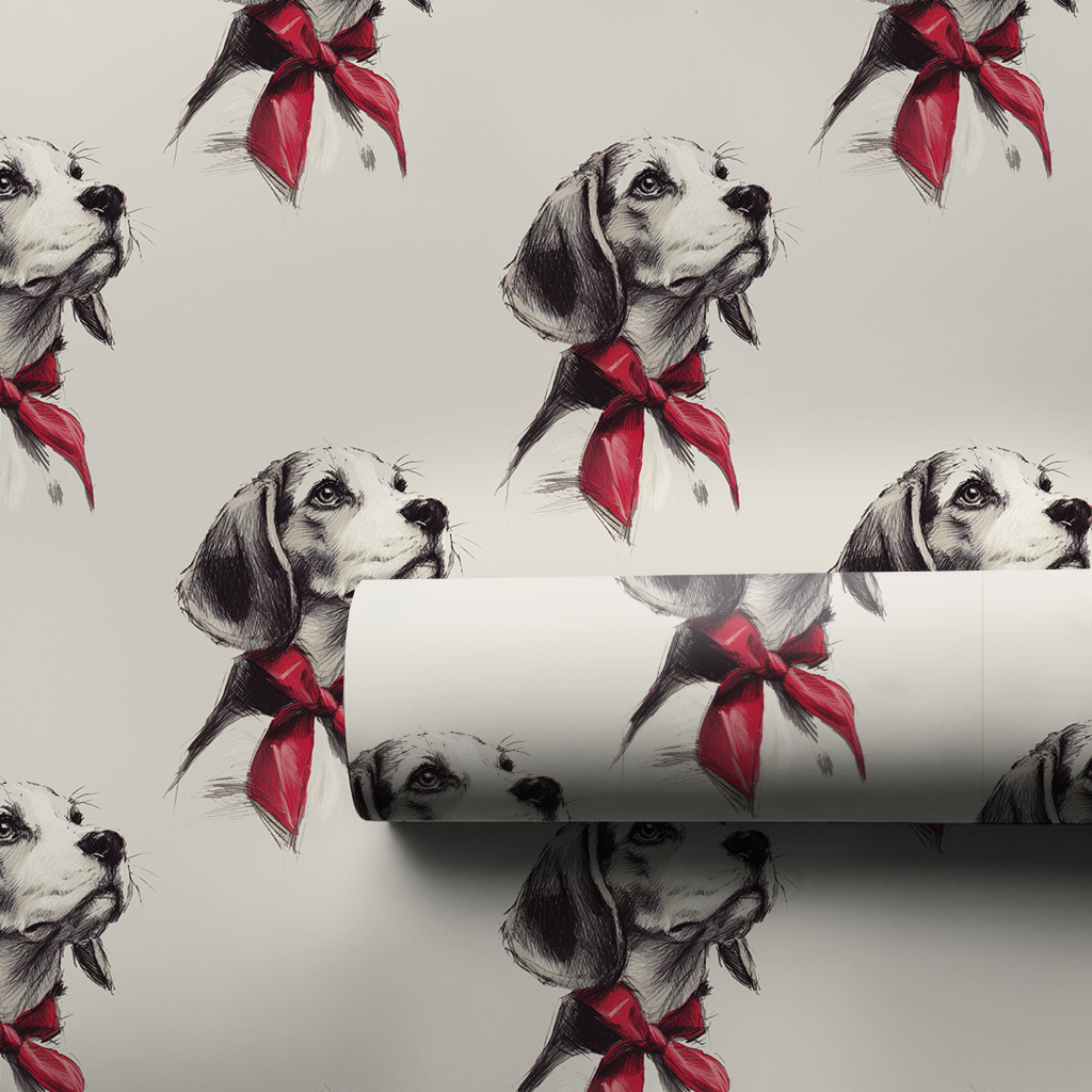 Beagle Bow Wrapping Paper