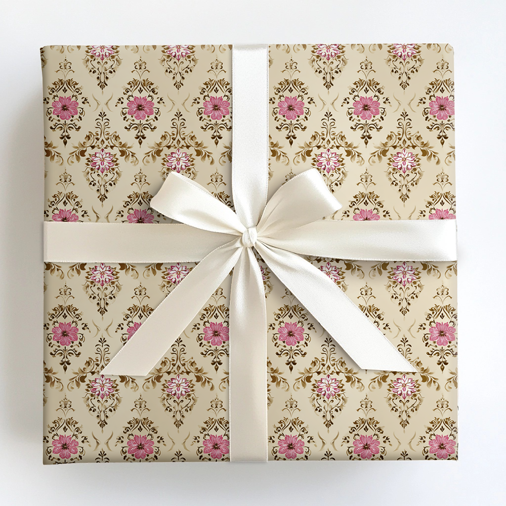 Damask Dewdrops Wrapping Paper