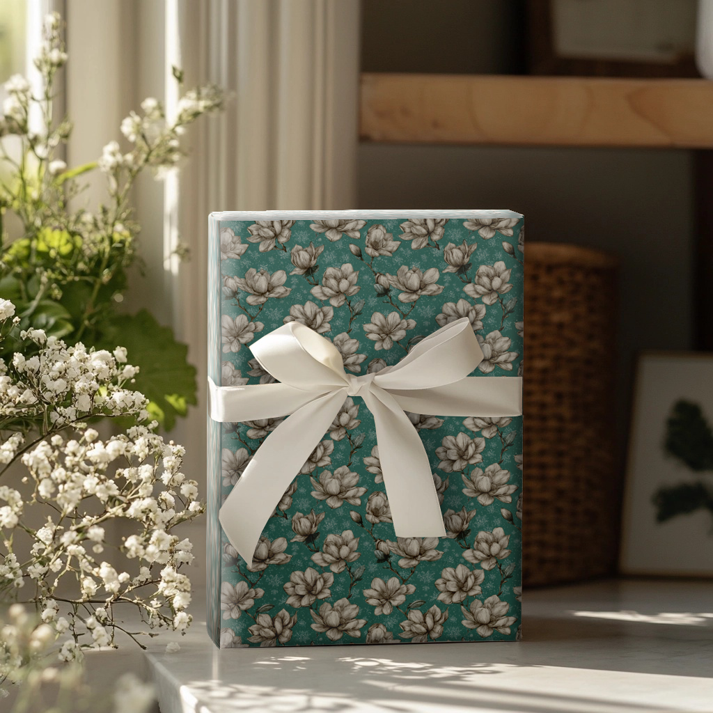 Frosted Magnolia Wrapping Paper