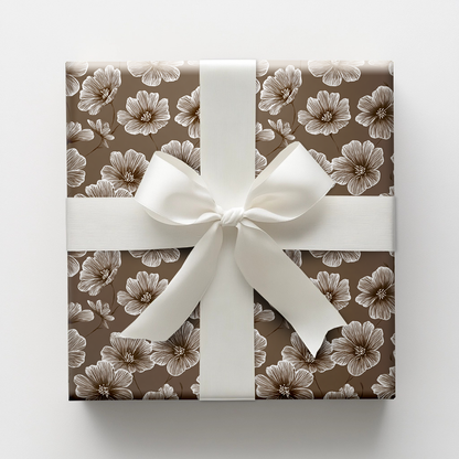 Blooms of Brown Wrapping Paper