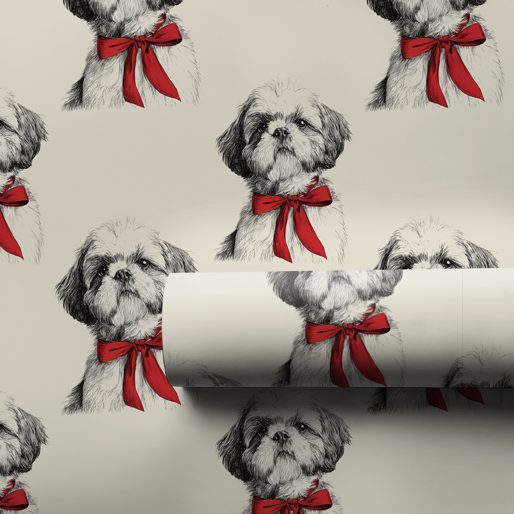 Shih Tzu Bow Wrapping Paper