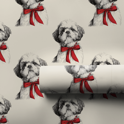Shih Tzu Bow Wrapping Paper