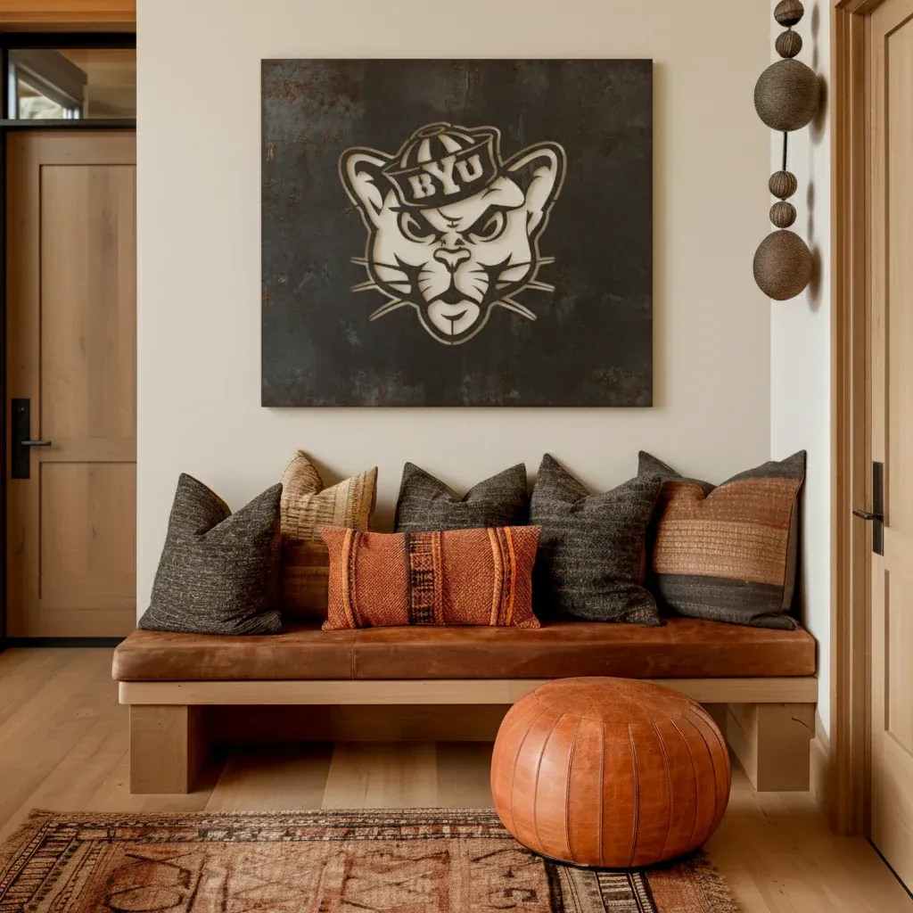 The BYU Cat - Metal Wall Art- Square Forge