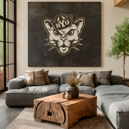 The BYU Cat - Metal Wall Art- Square Forge