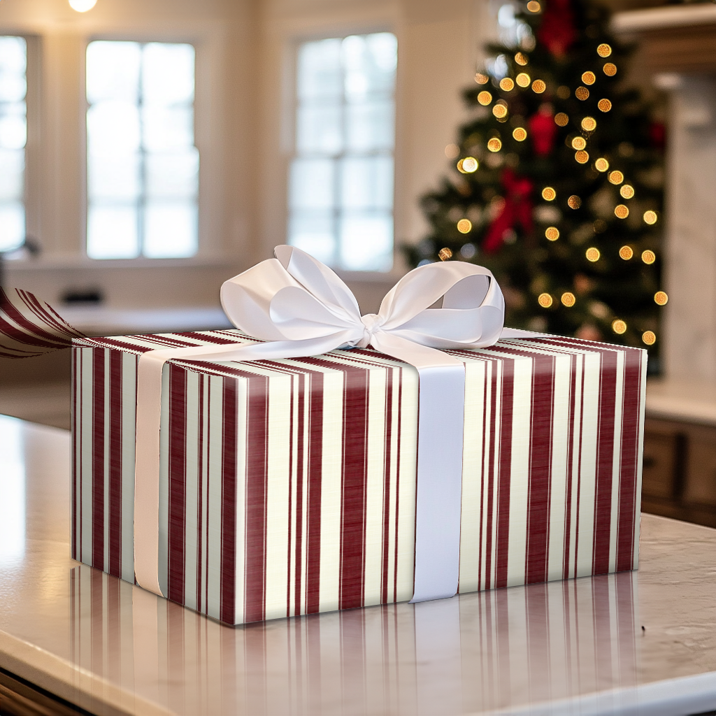 Beauregard Abstract Red Stripes Wrapping Paper