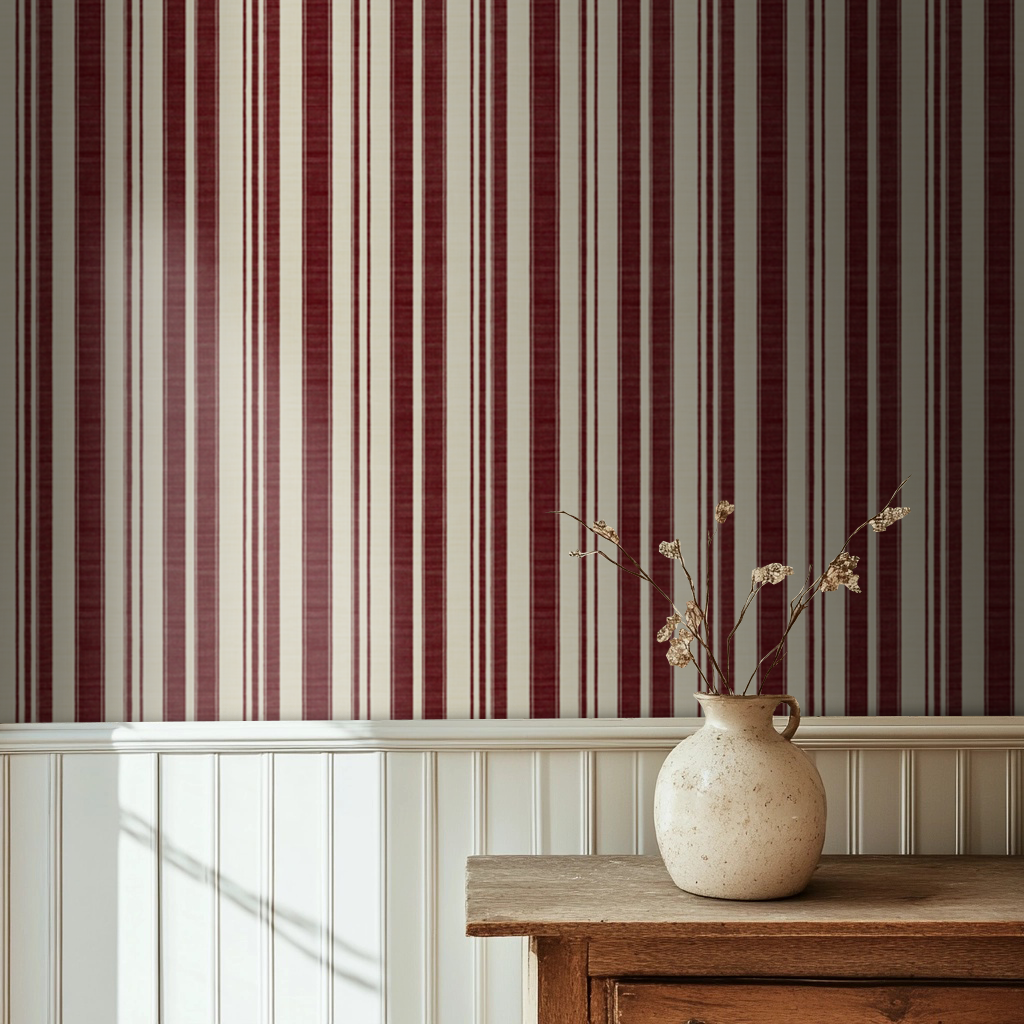 Beauregard Abstract Red Stripes Wallpaper