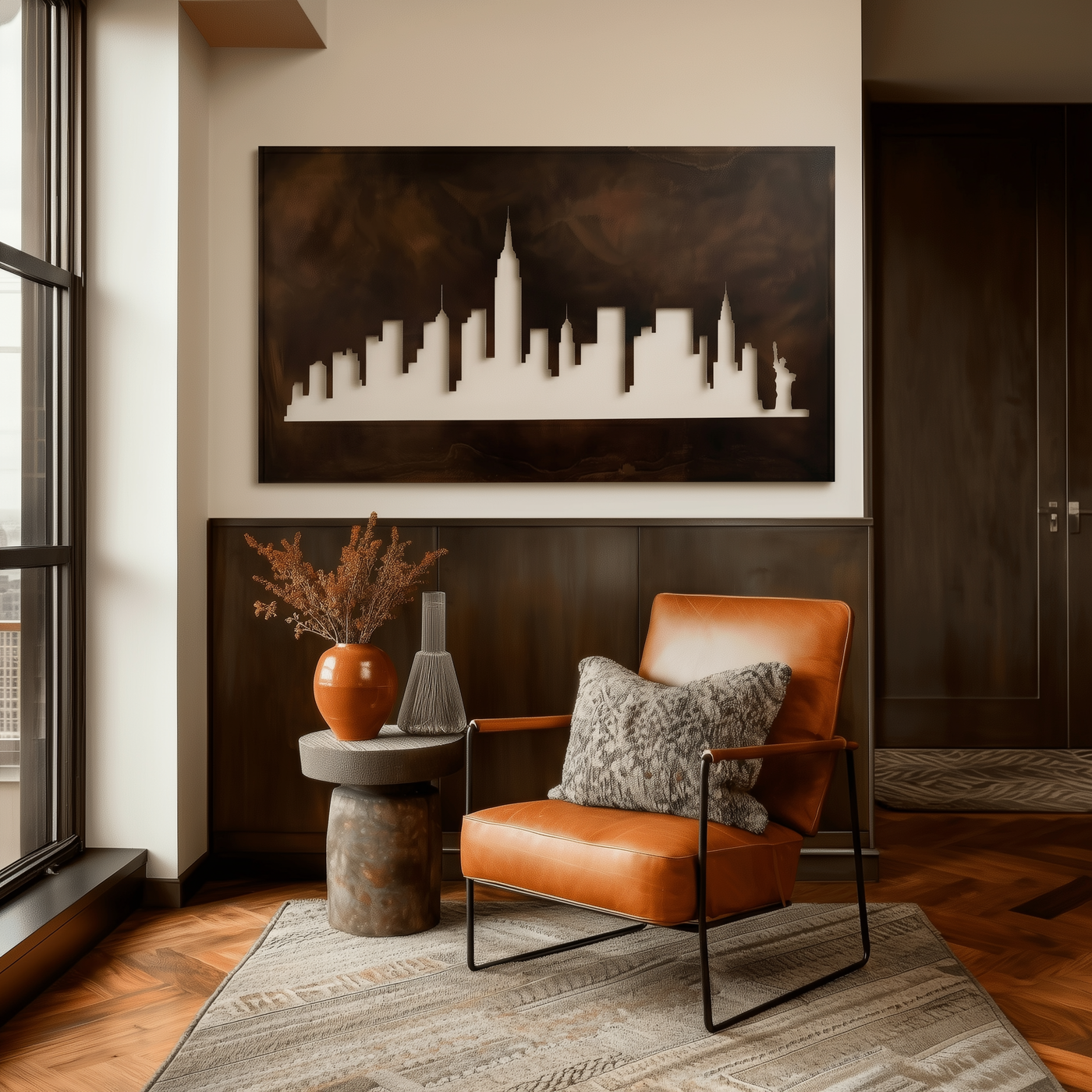 The Manhattan Skyline - Metal Wall Art - Umber