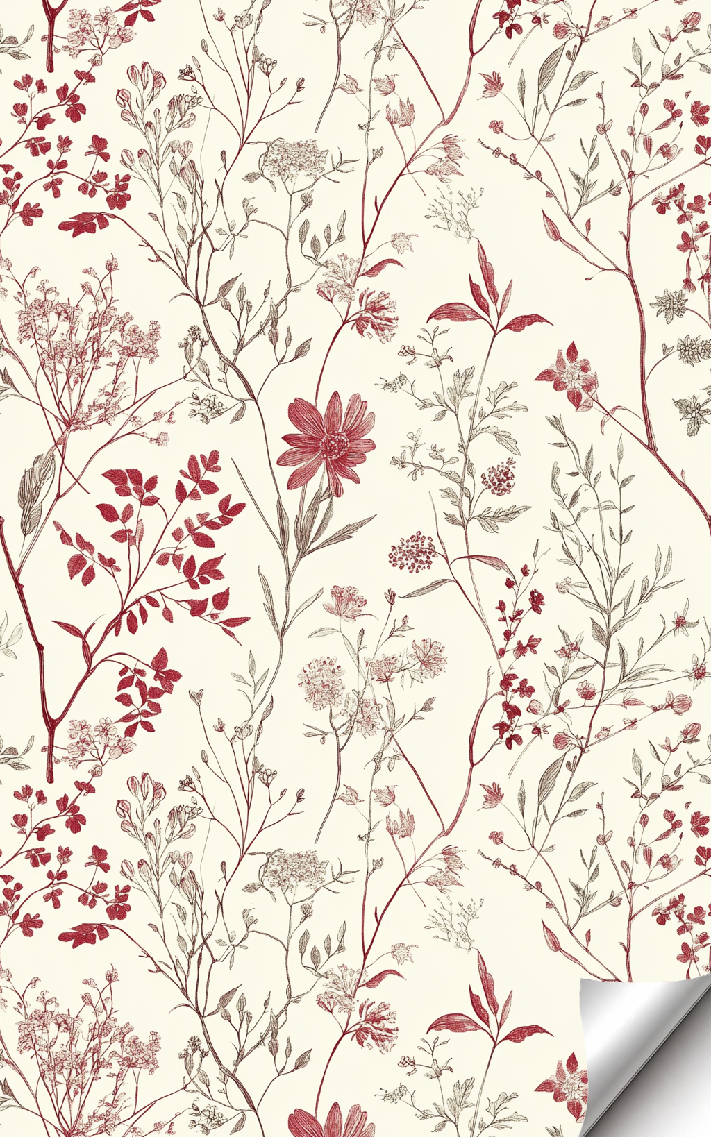 Red Florals Wallpaper