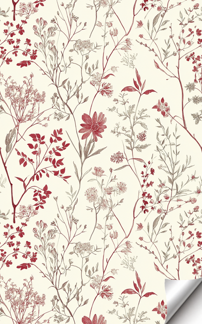 Red Florals Wallpaper