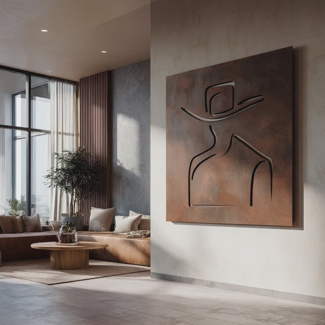 The Line Rider - Metal Wall Art - Umber