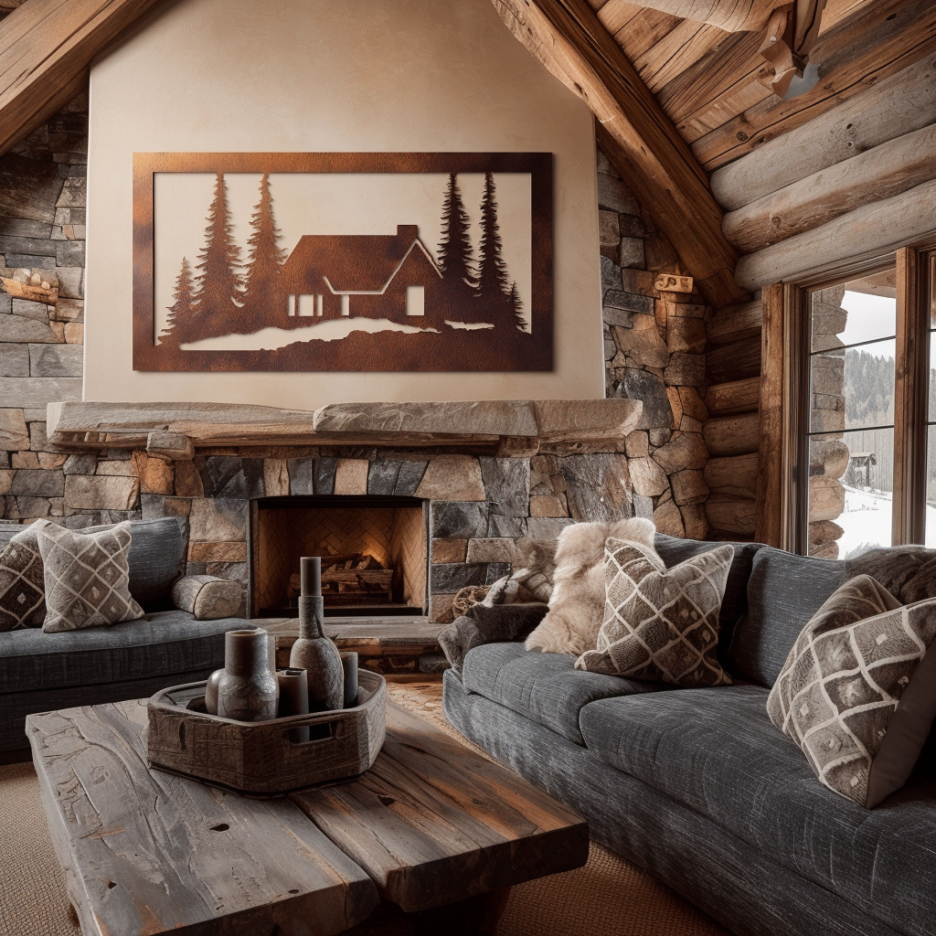 The Snowy Cabin - Metal Wall Art