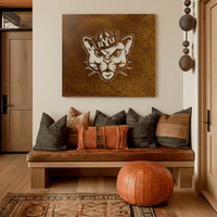The BYU Cat - Metal Wall Art - Square - Oxide